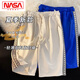 NASA ABOUT webbing drawstring shorts for men and women for summer thin loose sports five-point pants Hong Kong style casual mid-sized pants off-white double webbing shorts K1048 S (70-90Jin [Jin equals 0.5 kg])