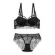 Ancient and modern (GUJIN) French three-breasted European and American new lace women's bra set sexy push-up underwear bra black 70A
