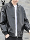 Playboy (PLAYBOY) motorcycle leather jacket men's 2025 spring trendy brand handsome baseball uniform casual jacket men's YH22 black XL