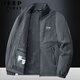 Jeep Spirit2025 Neue Frühlings- und Herbst-Herren-Gelegenheitsjacke mit mittleren und jungen Stehkragen Jacke Lose großer Jugend-Top schwarz 2xl