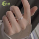 Shixiang girls single ring high-end exquisite 925 sterling silver white silver square diamond plain ring female open ring ins cold wind light square diamond open ring full body S925 silver