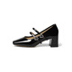 Rote Drachenfly High Heel Red Mary Jane Schuhe 2025 Neue dicke Ferse Frauenschuhe Hochzeitsschuhe französische Temperament kleine Lederschuhe WTB15281 Black 36
