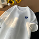 
Dingfengbaoluo Hong Kong style short-sleeved T-shirt for men in summer loose breathable letter embroidery lazy style top JC102 white 2XL