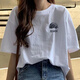 Qiao Junsheng cotton printed loose short-sleeved T-shirt for women Korean style versatile white top 2025 summer white 511 M