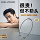 CUQI men's high-end hairband, trendy men's back-back invisible hair-pressing headband, broken hair organizer, non-stretching hair and face wash, daily wear, black back-head non-slip wavy style (0 sense of oppression)