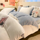 Lady Laura Fuanna's Class A milk velvet bed four-piece winter double-sided velvet thickened coral velvet quilt cover customized milk white + baby blue - sheet style 1.8m bed sheet four-piece quilt cover 200*230