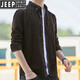 JEEP SPIRIT春秋男士磨毛衬衣宽松休闲上衣男款棉质衬衫长袖痞帅男装潮流外套 C723深灰 41