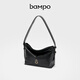 Banpo Decoration Family (bampo) new bag small first-layer cowhide hand-scratch pattern small bag fashionable high-end women's bag shoulder crossbody bag gift ink black
