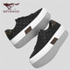 Siete lobos zapatos para hombres verano 2025 nuevos zapatos de tablero zapatos de lienzo para hombres espesas zapatos casuales versátiles de hombres transpirables zapatos para hombres versátiles zapatos planos negros 39 (245 mm) [talla de zapato de cuero estándar]