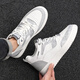 KLWP inner height-enhancing shoes for men 8cm color-blocking student travel white shoes genuine leather breathable height-enhancing sports and casual shoes for men flat heel black and white 8S719-3 38