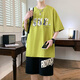 Sufulu Sommer Herren Kurzarm T-Shirt Set Fashion Teen Student Shorts Zweiteiler 3527-5 Weiße Top + Shorts M 70-90jin [Jin gleich 0,5 kg]