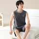 
Pajamas men's summer pure cotton sleeveless vest summer teenager large size men's thin casual home clothing set YDY13657 XL code (recommended 120-140Jin [Jin equals 0.5 kg])
