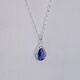 Hunter Retro style 925946 sterling silver pendant drop-shaped tanzanite blue zircon necklace water wave chain for women single pendant