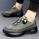 Shukaren Herrenschuhe 2025 Frühling Dicker Sohle rotierender Knopf Sport trendige Schuhe für Herrenbergsteiger Daddy Schuhe Winter plus Samt Outdoor Weiche Sohle L3527 Schwarz plus Samt 38 Lederschuhe Größe