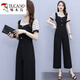 
Woodpecker Short Sleeve Chiffon Wide Legs Jumpsuit Set Women's 2025 New Fashion Temperament Summer Thin All-in-One Jumpsuit [1098#] Apricot M