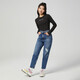 Tommy Hilfiger Tommy Jeans Herbst und Winter Frauenmodet Flagge Sticke Ripped Kegelwäsche Kegeljeans 13586 Denim Blue 1A5 25