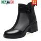 Cartelo printemps et d'été Nouvelles sandales féminines en cuir authentique Martin Martin Bottes courtes pour femmes talons épais femmes bottes simples Toe Hollow Both Boots Mom Le cuir chaussures 8628 Black Medium Heel 5 cm 38