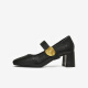 Best 25 Frühlings Retro Mary Jane Schuhe Dicke Ferse Square Toe Frauen Singles M1509AQ5 Black 38