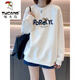 Woodpecker (Tucano) Hutloser Baumwoll-Sweatshirt für Frauen Herbst New Longleved T-Shirt Round Hals Lazy Style Dünn locker schlank vielseitig.