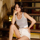 Juel is sure to keep warm and slim women's suspender vest base stripes yoga seamless suspender bra 1 2 pieces instantly discount 10 yuan Dai black stripes elegant white stripes 4XL small size small size 80-110Jin [Jin equals 0.5 kg]