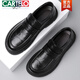 卡帝乐鳄鱼（CARTELO）无鞋带棕色男鞋春季款2025新款大头商务休闲皮鞋宗综色宽头乐福鞋 GX9923 棕色 38