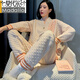 
Modal air cotton mezzanine pajamas for women in spring and autumn and winter pure cotton long sleeve thickened thin cotton home clothing set can be worn outside MFB15271 women M women Suitable for weight 80-100 Jin [Jin equals 0.5 kg]