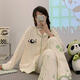 
Youshifei 2025 new panda cotton pajamas for women in spring and autumn long sleeves long trousers cardigan sweet and cute home clothing set 9207# blue pattern Doraemon version L 100-120Jin [Jin equals 0.5 kg]