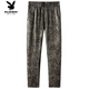 Playboy (PLAYBOY) light luxury high-end smooth flowing retro ice silk acetate pants anti-wrinkle sports sweatpants men's loose straight-leg casual pants 9892 #华 M [90-110Jin[Jin equals 0.5 kg]]