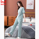 Catman (Miiow) Pajamas pour femmes pour le coton pur d'été 2025 Nouveau pantalon à manches courtes vêtements pour la maison pour les costumes de coton mince 7374 Green M 80-100jin [Jin est égal à 0,5 kg]
