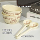 Super popular ceramic bowl, high-looking rice bowl, thickened bowl and spoon set, cute cartoon bowl, plate and tableware set, lucky bear, two bowls and two spoons