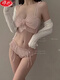 Langsha sweet and sexy lingerie women pure sexy small breasts gathered bra without steel ring bow comfortable bra set black [set] 70A32B single size