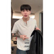 Katuchi American Waffle Henry Neck Heavy Gewicht Kurzarm T-Shirt Herren Sommer Lose trendy Fünf-Punkte-halbe Ärmel High Street T-Shirt Grey L.