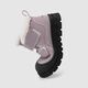 British children's boots winter plus velvet warm cotton boots for boys and girls thickened anti-kick boots Pink purple 24 Recommended foot length 14.3-14.8