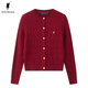 POLOWALK Knitted Sweater Women's Bottoming Shirt with Spring and Autumn Cable Knit Cardigan Spring Jacket Korean Women's Sweater Clip Burgundy Item No. AM8W53580114 L (165)