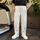 Kuraishi Kazuki trendy brand loose straight pants men's autumn and winter new sports pants casual trousers straight pants light gray 3XL