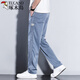 Woodpecker (Tucano) Casual Hosen für Männer 2025 Neue Modemarke Straight Loose Herren Hosen Tennis Weitbein Männer Long Hosen Herren Sommer-Dünnmodell HJ1048 Hellblau XL [Größe 31-32]