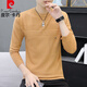 Pierre Cardin (pierre cardin) knitted long-sleeved T-shirt men's thin slim fit autumn clothes trendy casual round neck bottoming shirt autumn clothes Huashi about 110-130Jin Jin equals 0.5kg can be worn L