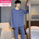 Modal 100% Baumwolle New Herren Pyjamas Herbst Pure Cotton Long Sleeve Hosen Home Cloding Set Herrenanzug Herrenanzug 9922 l (110jin [Jin entspricht 0,5 kg] -140jin [Jin gleich 0,5 kg]))