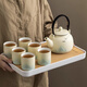 Jinpan Ceramic Kung Fu Tea Set Chinese-style large-capacity lifting beam household high-end teacup tea tray complete set teapot tea set one pot six cups + tea tray