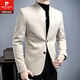 Pierre Cardin improved tunic men's suit spring and autumn new casual woolen stand collar Chinese casual suit men's black 2XL