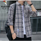 Camisa de carpintería (Tucano) Camisa Hombres 2025 Camisa informal a cuadros a cuadros y otoño Camisa de manga larga Top retro de verano suelto de verano versátil K12108 blanco 90-110Jin [Jin iguala 0.5 kg] m
