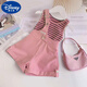 Disney Girls Summer Overalls Set dünne Schlinge Shorts 2025 Neue modische super süße kleine und mittlere Kinderweste lila Ärmeln + One-Shoulder-Overalls 110 für 4-5 Jahre empfohlen