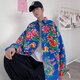 Northeast large flower shirt peony flower shirt men's 2025 spring trend Hong Kong style shirt jacket couple casual top classic 2507 red 3XL