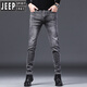 Jeep Spirit Smoke Grey High-End-Herren Jeans plus Samtmarke Herbst und Winter Neue elastische kleine Füße Schlankes verdickte warme Hose 1049 Ash 28