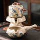 Porcelain brand tea set Ru Kiln automatic tea set household Chinese style simple open piece ceramic stone grinding Kung Fu tea set high-end gift box Beige Ru Kiln <Dahao Heshan> automatic tea set