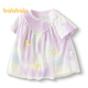 Balabala baby short-sleeved t-shirt baby girls tops 2025 summer wear sweet mesh stitching fashionable 209225117004