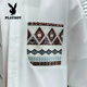 Playboy (Playboy) Camisa de manga corta a plazo) para la chaqueta de verano de los hombres Vacaciones de la marca Handsome Lazy Lazy Casual Seda de la manga de 7 trimestres 838 metros de blanco 3xl