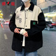 Yalu Spring Jacke Herren-Trendy Harbor Style-Jacke Herren-Shirt Street Casual Top Kleidung Frühling und Herbst Herren Outer D687 Aprikosenfarbe regulär 8xl (Empfohlen 265-285jin [Jin gleich 0,5 kg])