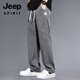 JEEP SPIRIT吉普牛仔裤男夏季薄款天丝休闲裤男士潮流宽松直筒阔腿长裤拖地冰 YM-1048-灰色 M