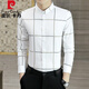 
Pierre cardin spring and autumn high-end plaid casual shirt men's long-sleeved thin shirt business slim-fit trendy shirt 9922 khaki XL (120-135Jin[Jin equals 0.5 kg])